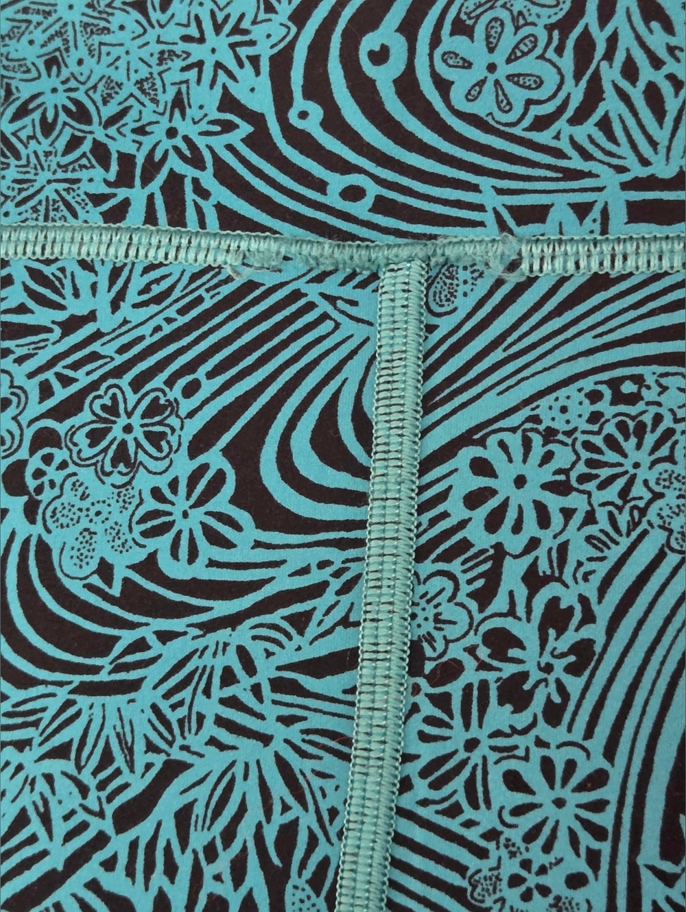 Lululemon Turquoise & Black Patterned Leggings Size 10 - Picture 8 of 9